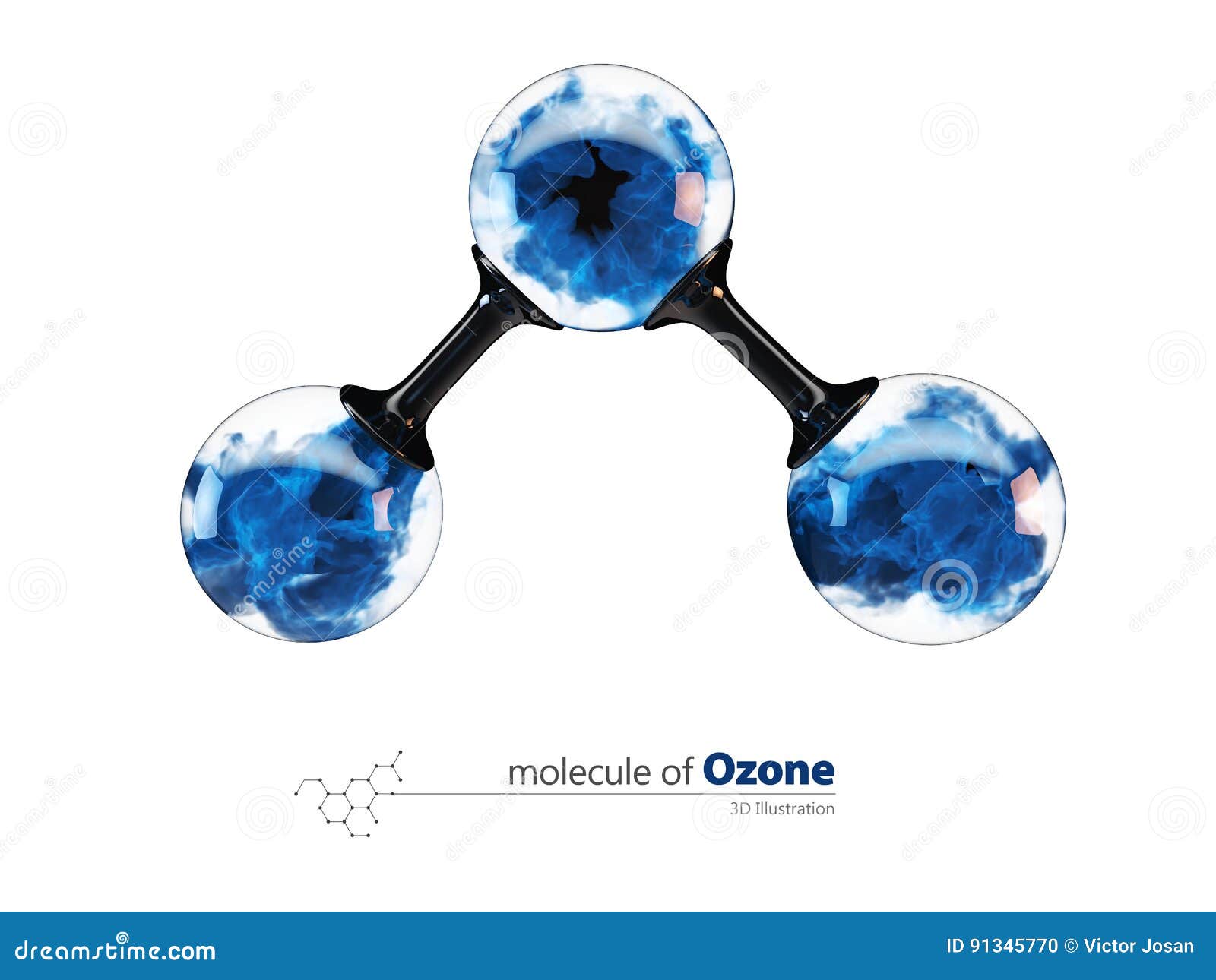 3d , molecule of ozone,  white