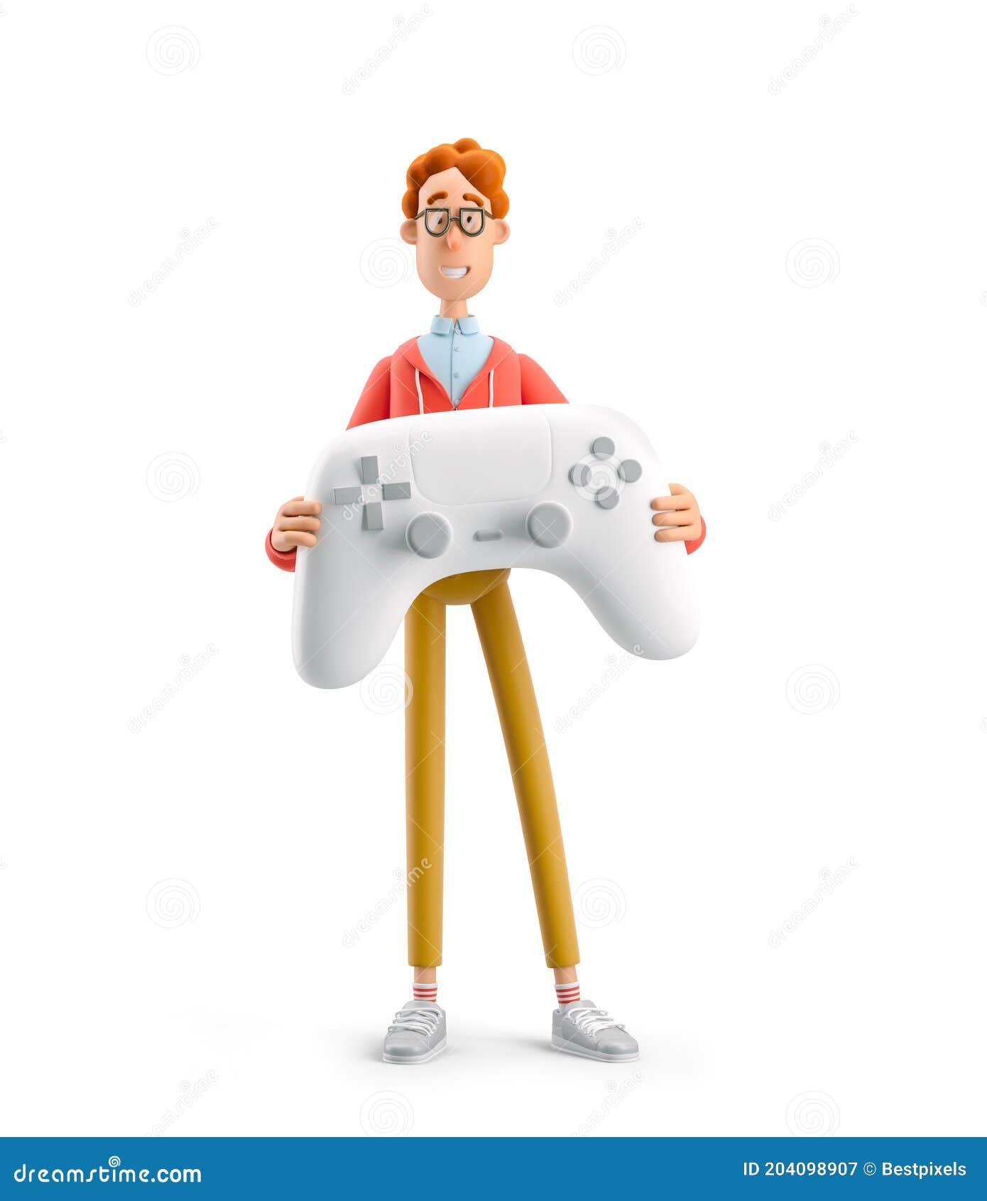 3d . nerd larry with gamepad. gaming concept.