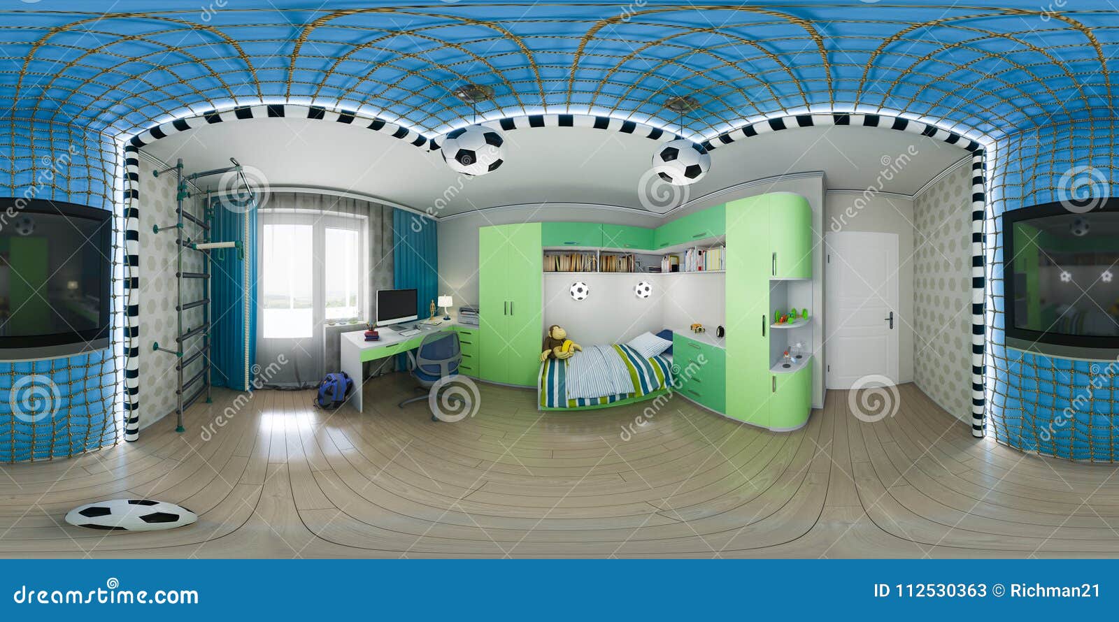 3d Illustration Of Nursery Interior Design 360 Degrees