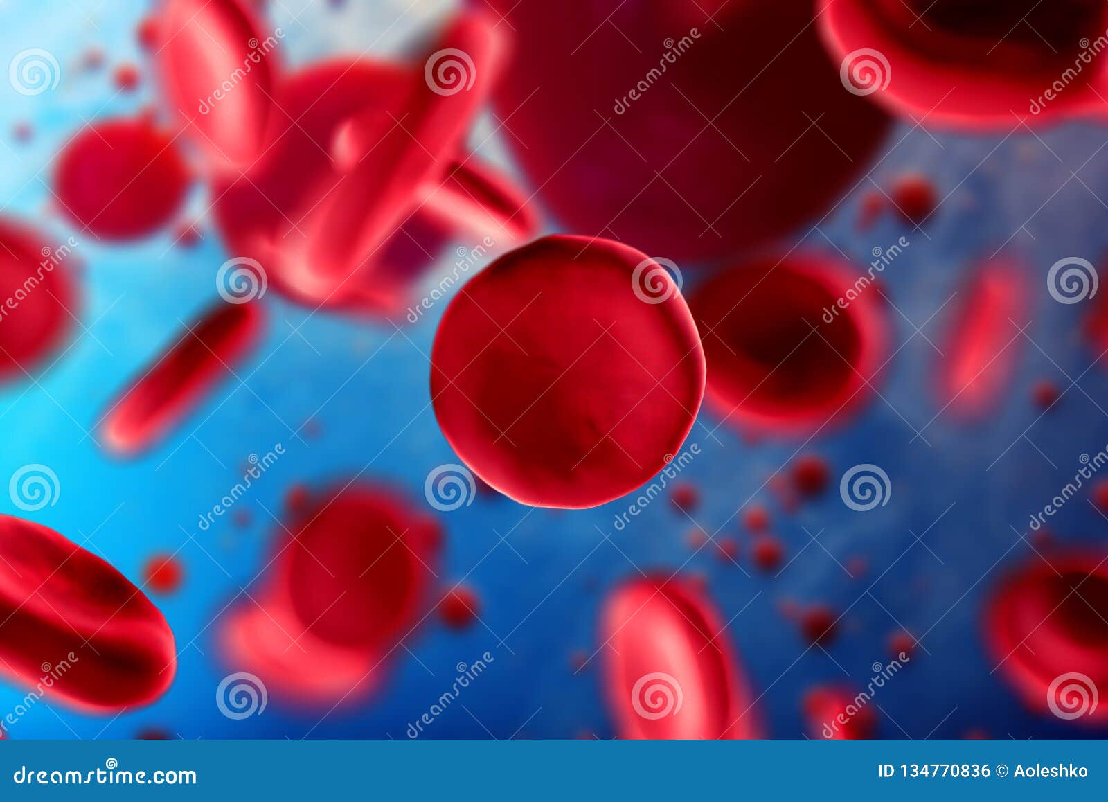 3d Illustration of Red Blood Cells Erythrocytes Under a Microscope ...
