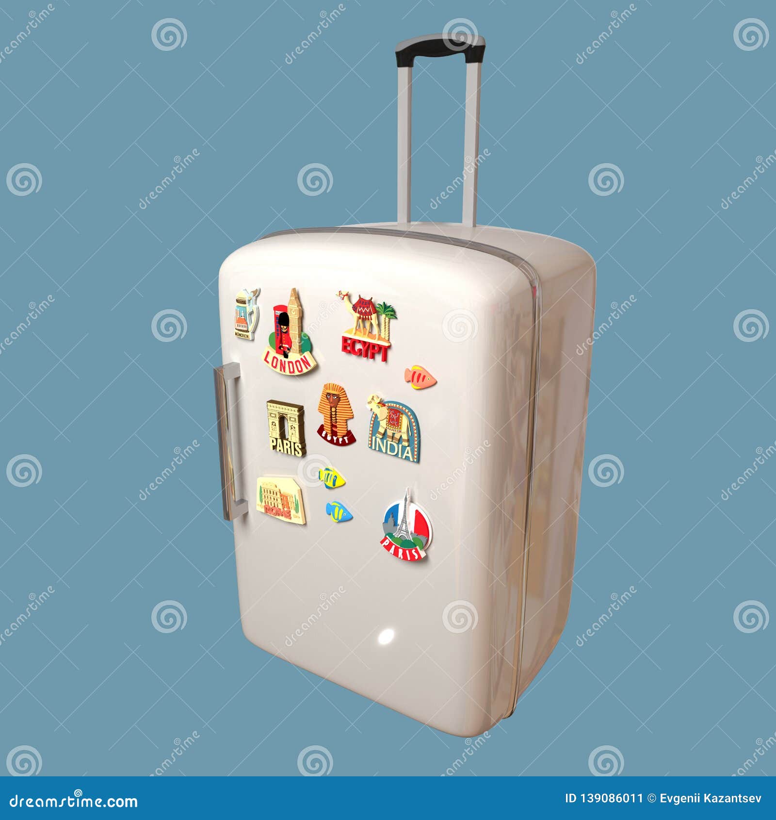 3d Illustration of a Refrigerator with in the Form of a Travel
