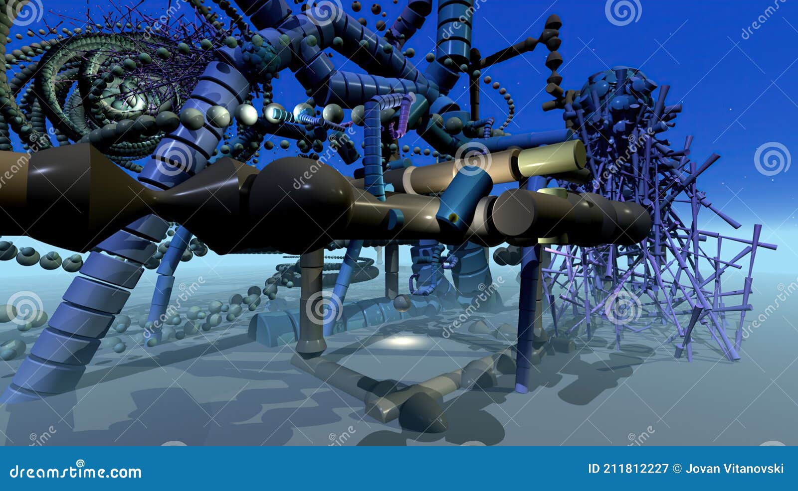 3d Illustration Render of Abstract Art with Surreal Twisted Spiral