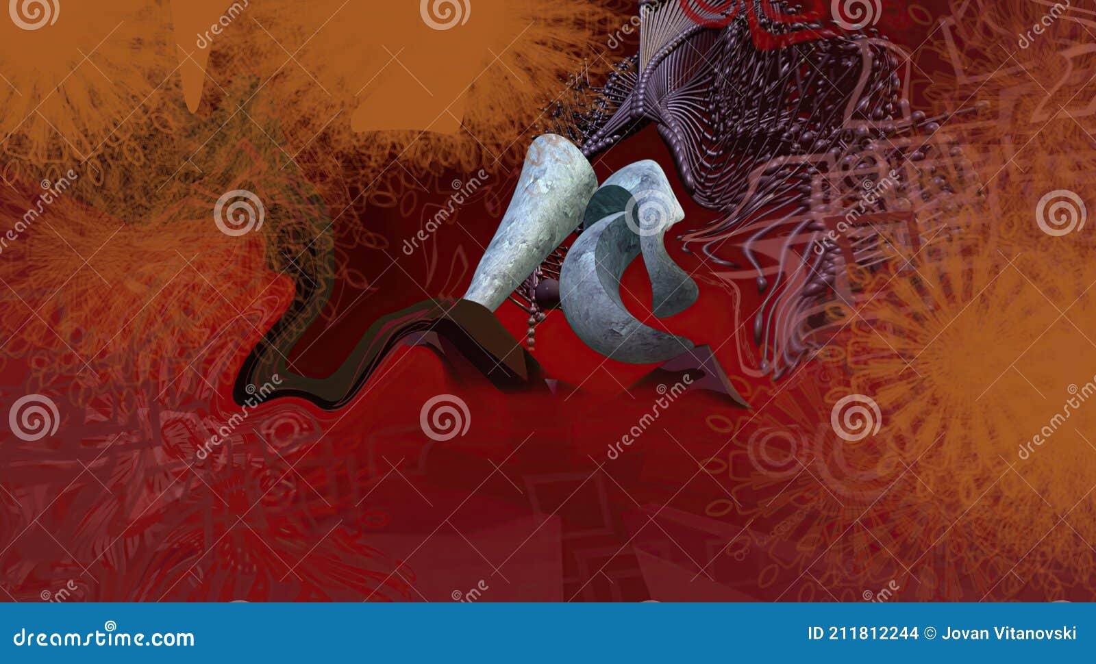 3d Illustration Render of Abstract Art with Surreal Twisted Spiral