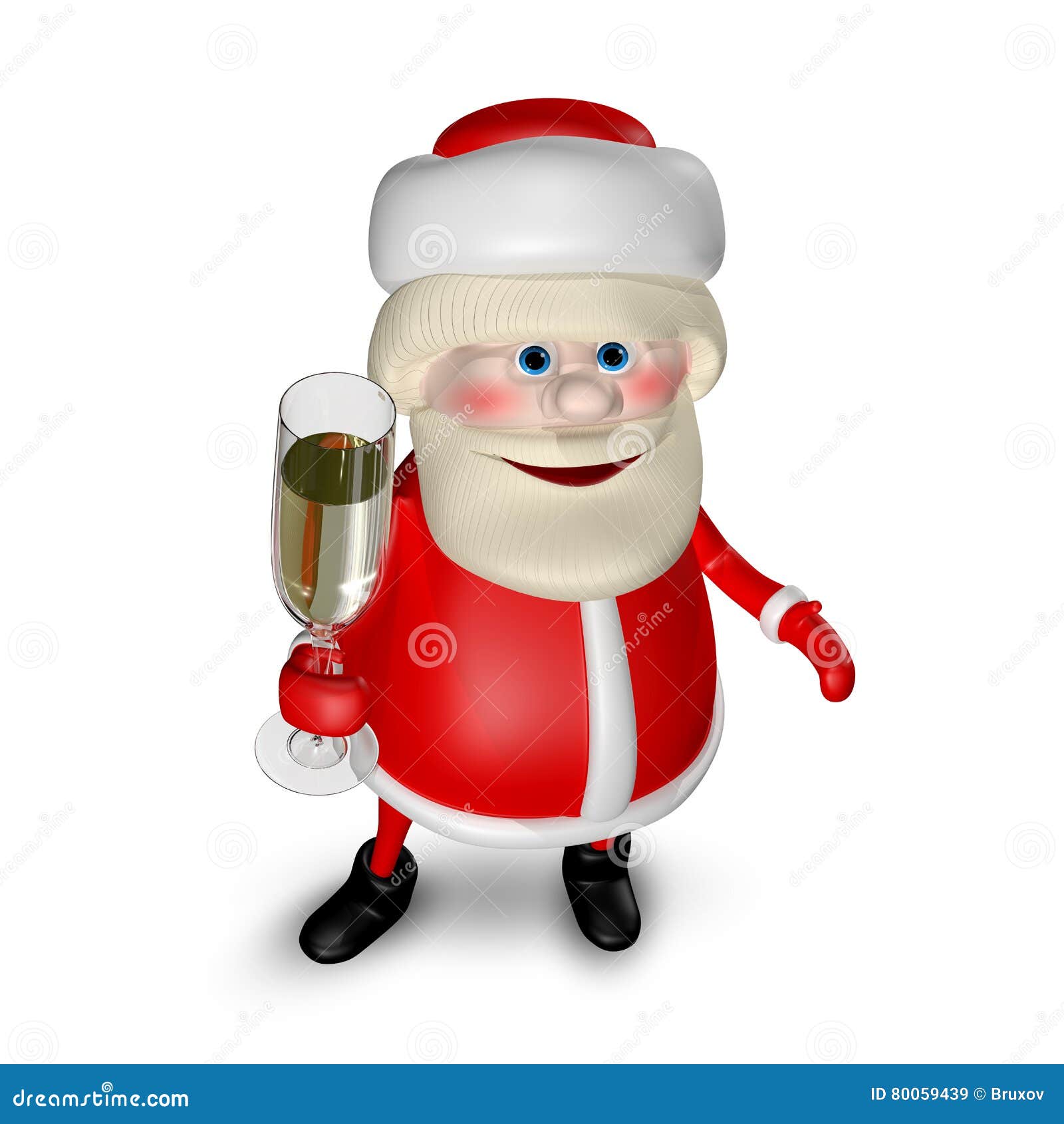 3d Illustration Of Santa Claus With Glass Of Champagne Stock Image Illustration Of Render