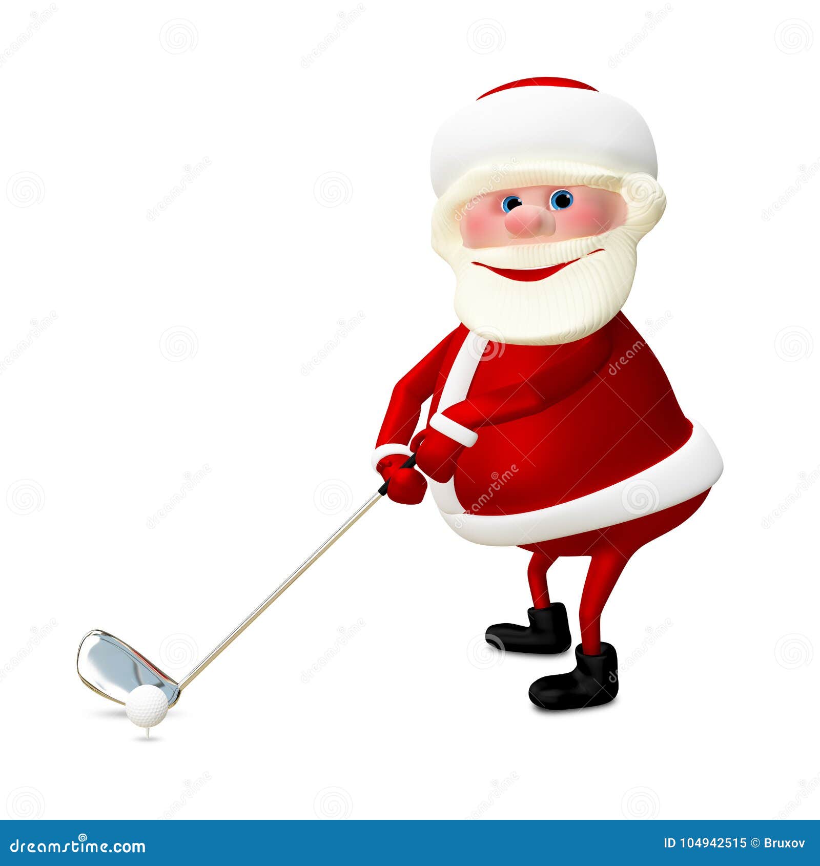 3D Illustration Of Santa Claus Golfer Stock Image