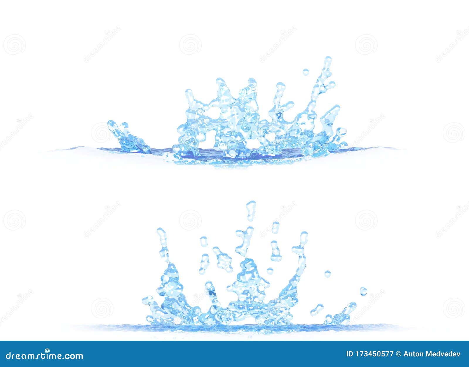 Download 3D Illustration Of 2 Side Views Of Cool Water Splash ...