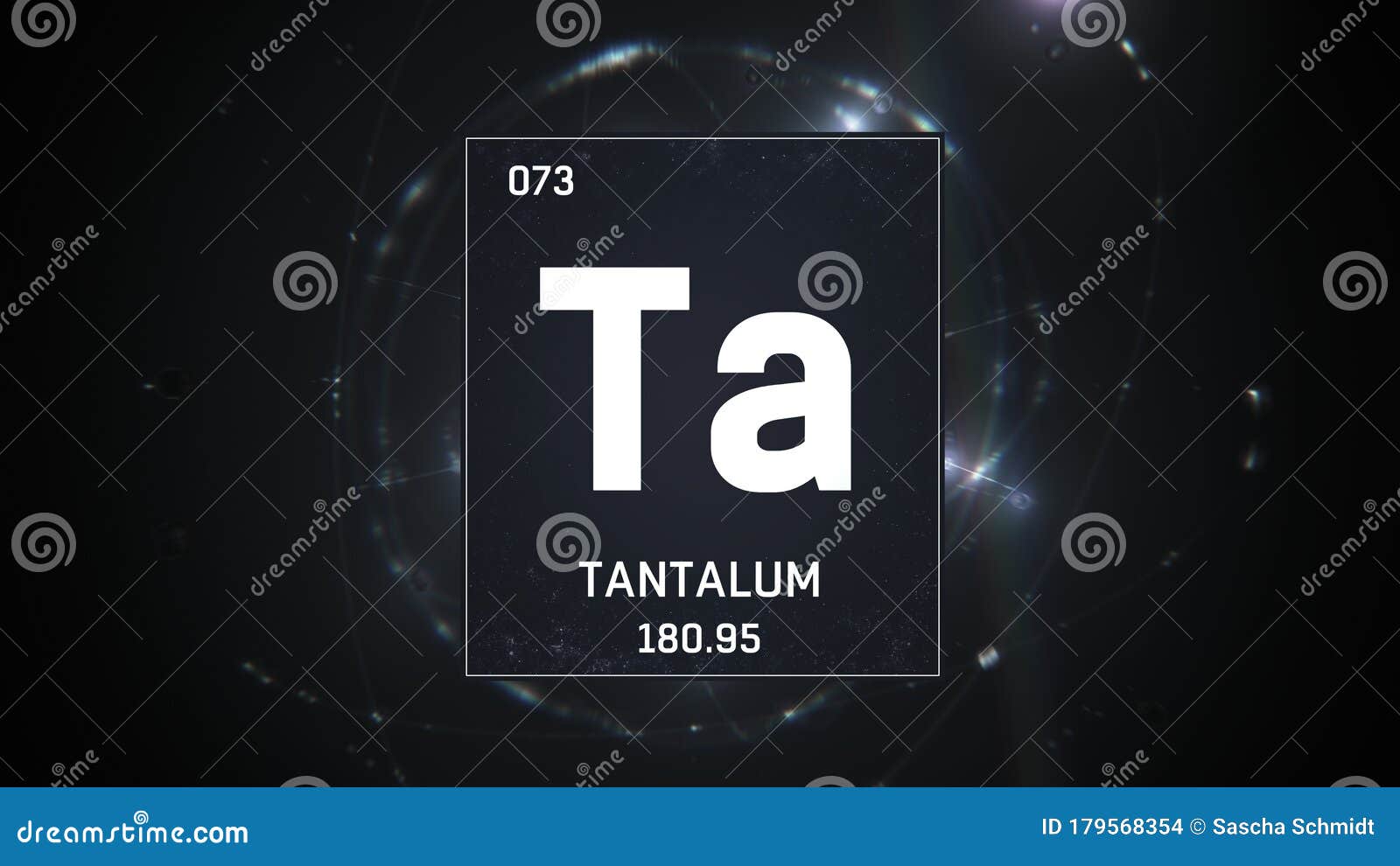 Tantalum As Element 73 of the Periodic Table 3D Illustration on Silver