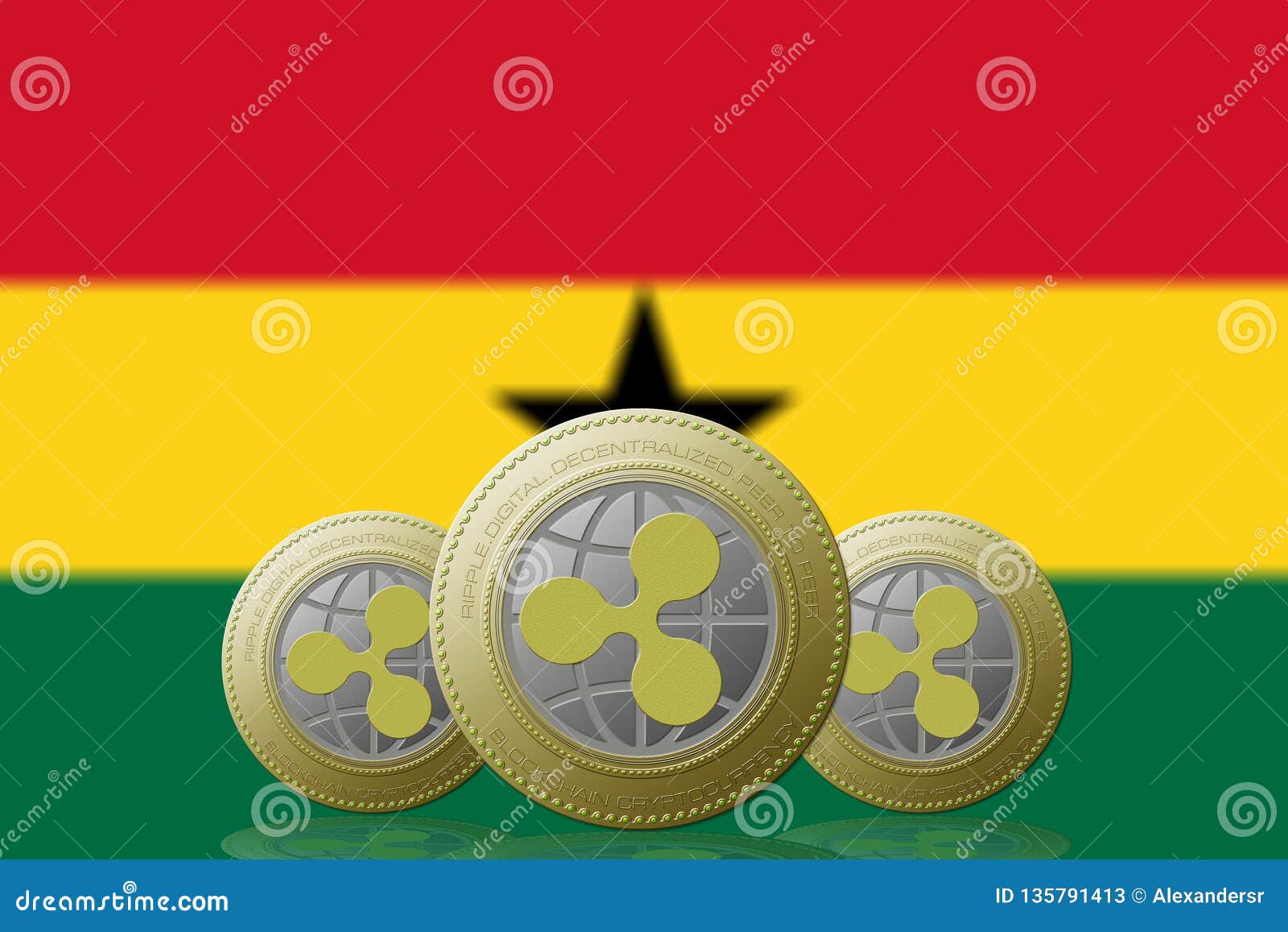 3D ILLUSTRATION Three RIPPLE Cryptocurrency with Ghana Flag on Background  Editorial Stock Photo - Illustration of block, isolated: 135791413