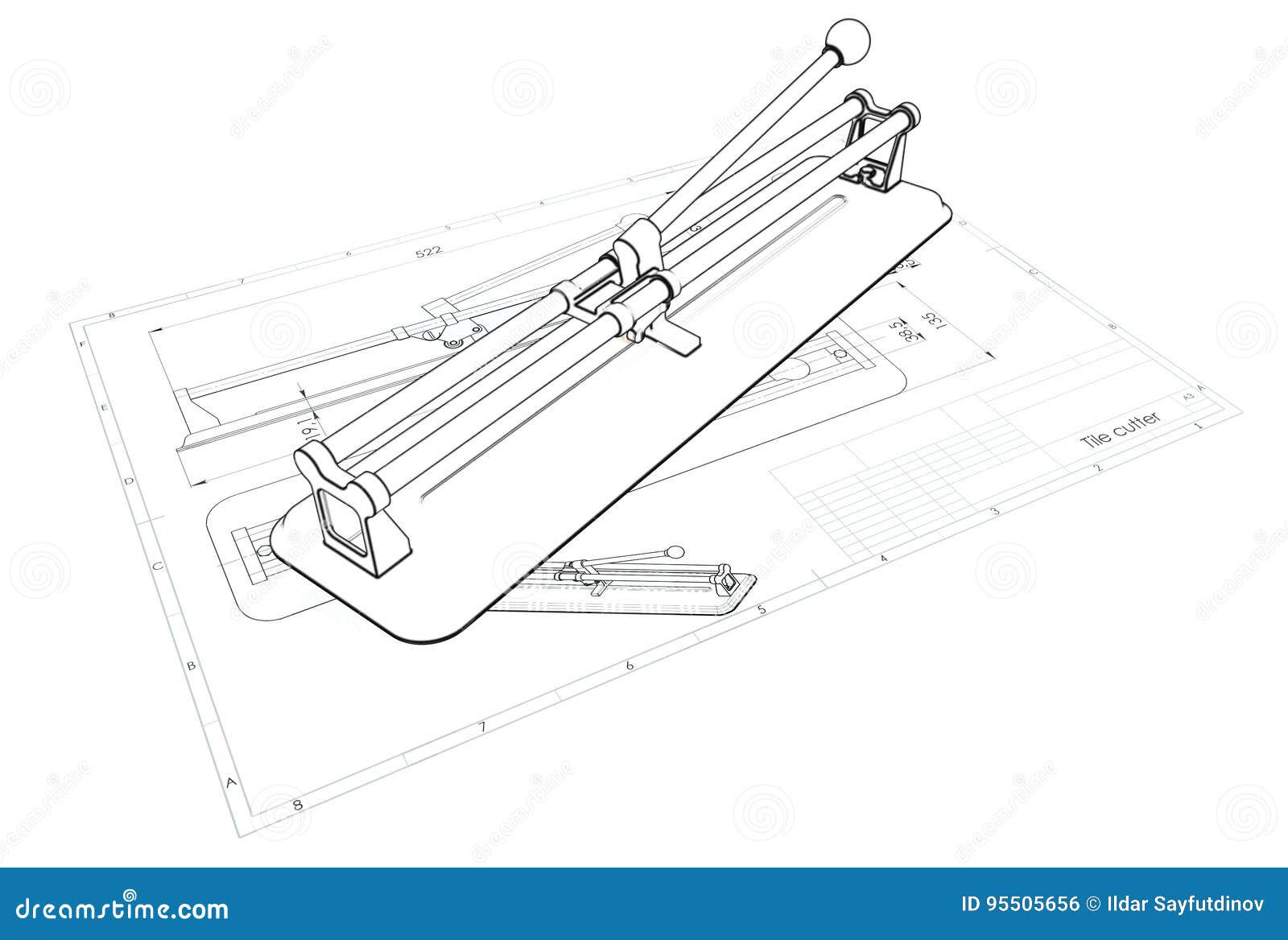 3D Illustration of Tile Cutter Stock Illustration Illustration of