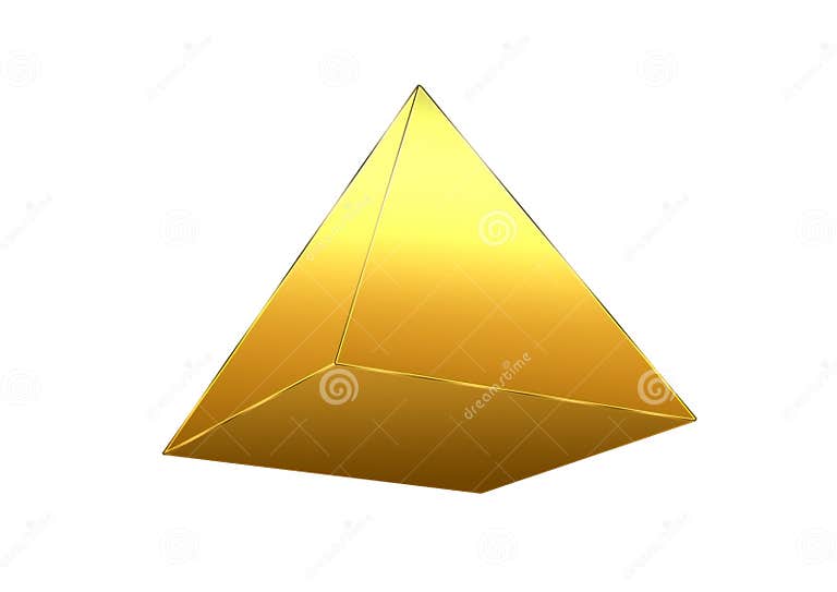 3d Illustration of a Triangular Pyramid Shining in Gold Stock ...