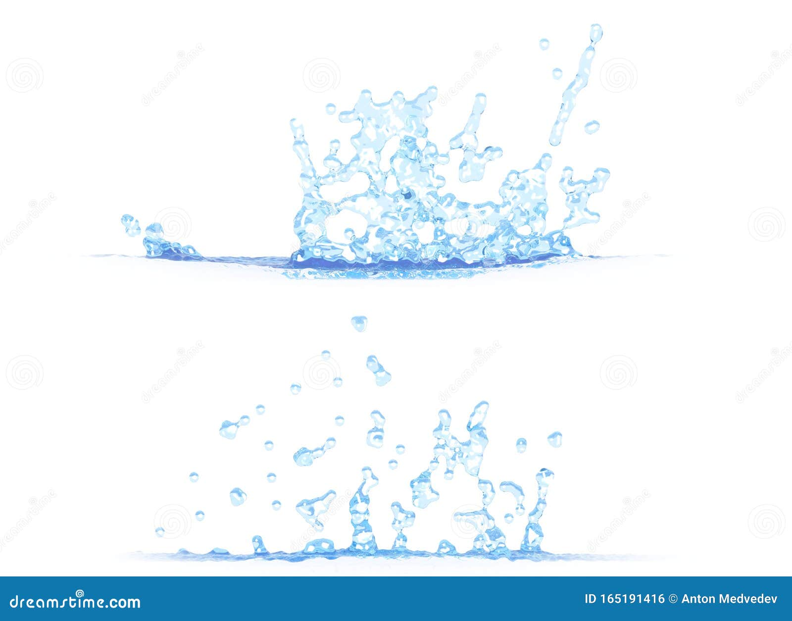 Download 3D Illustration Of Two Side Views Of Cool Water Splash ...