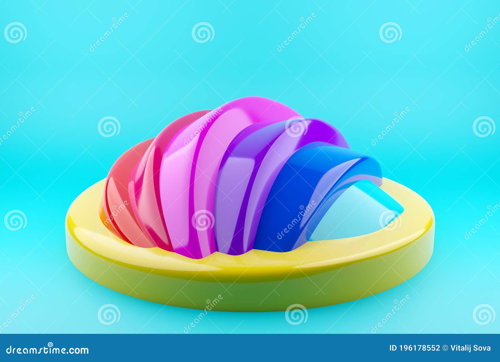 3D Illustration Unusual Multicolored Geometric Shape Stock Illustration