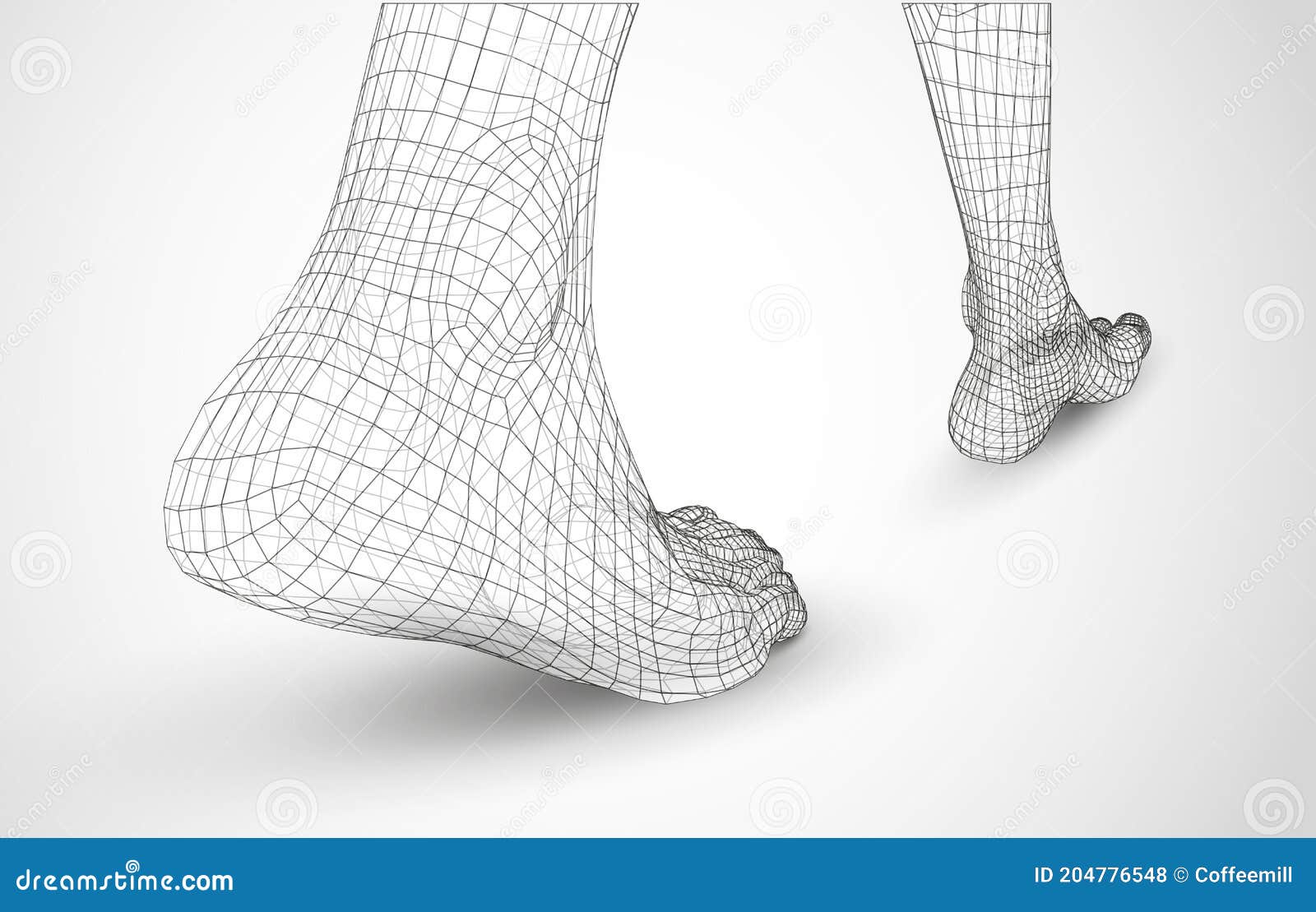 3d Illustration of a Vector of Human Feet Walking Along Stock
