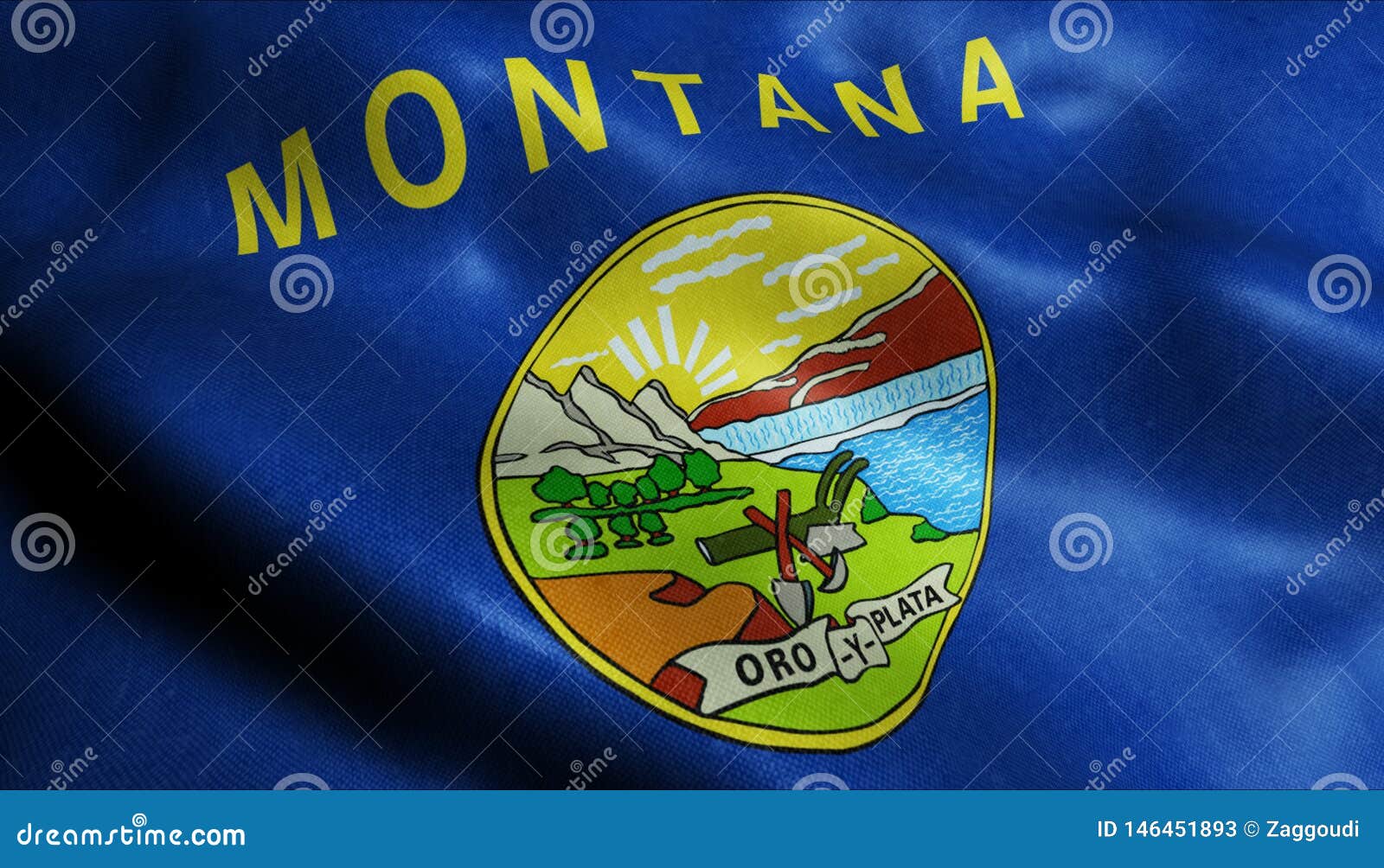 State of Montana Waving Flag in 3D Stock Illustration Illustration of