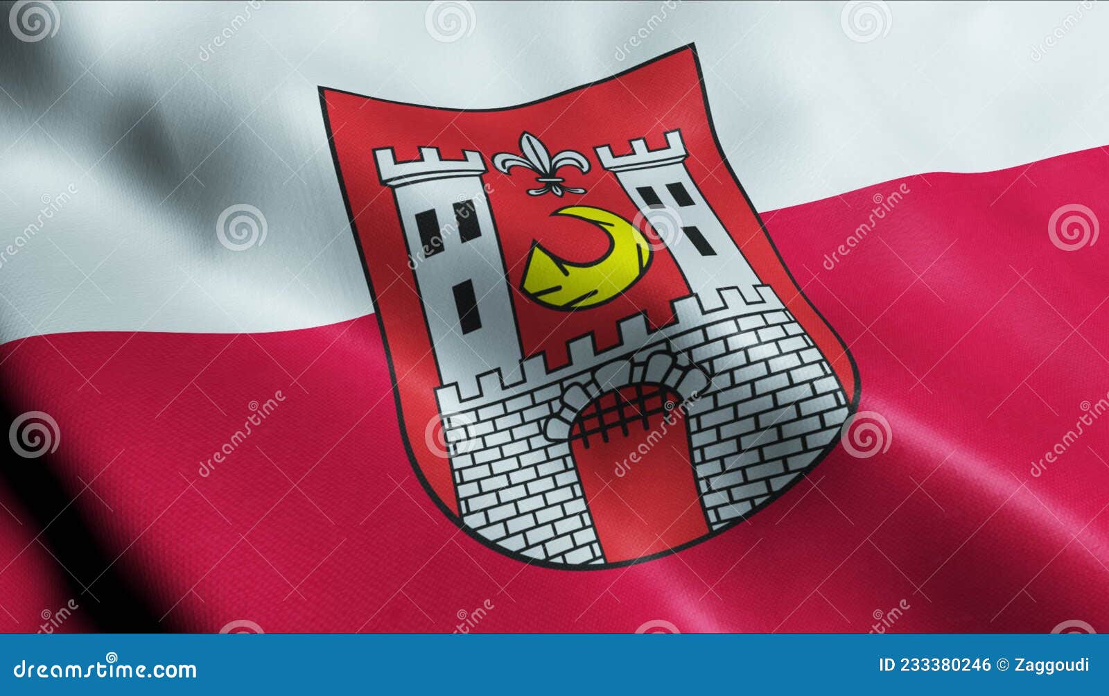 3d waving poland city flag of sÃâawa closeup view