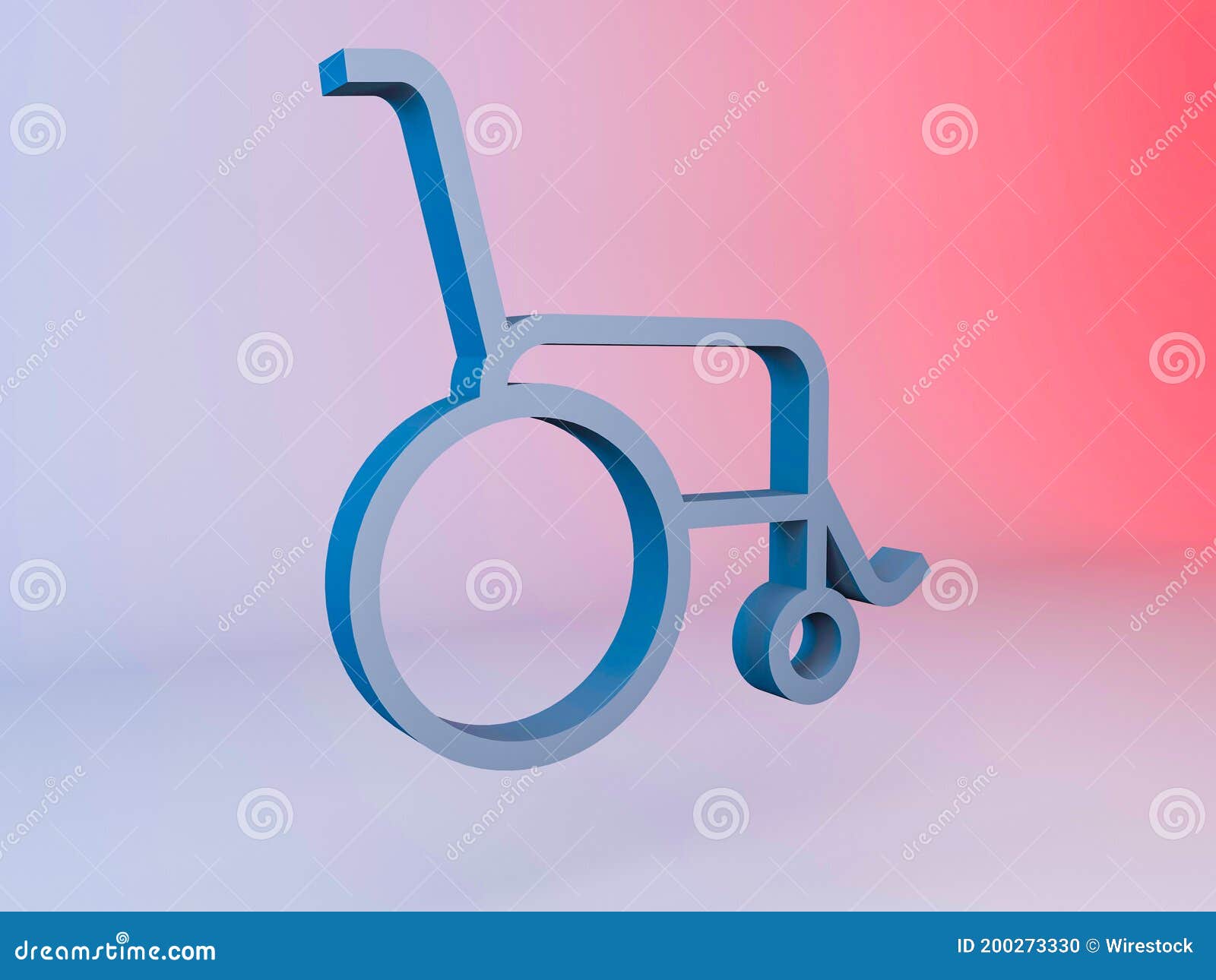3D Illustration of a Wheelchair Icon on Gradient Background Stock