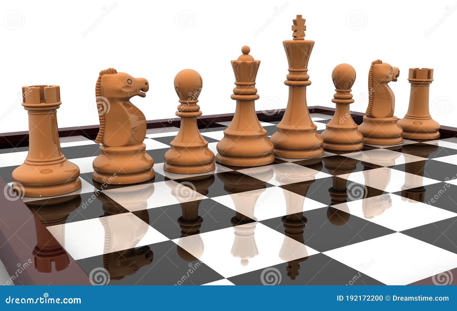 Ilustração 3d de um tabuleiro de xadrez