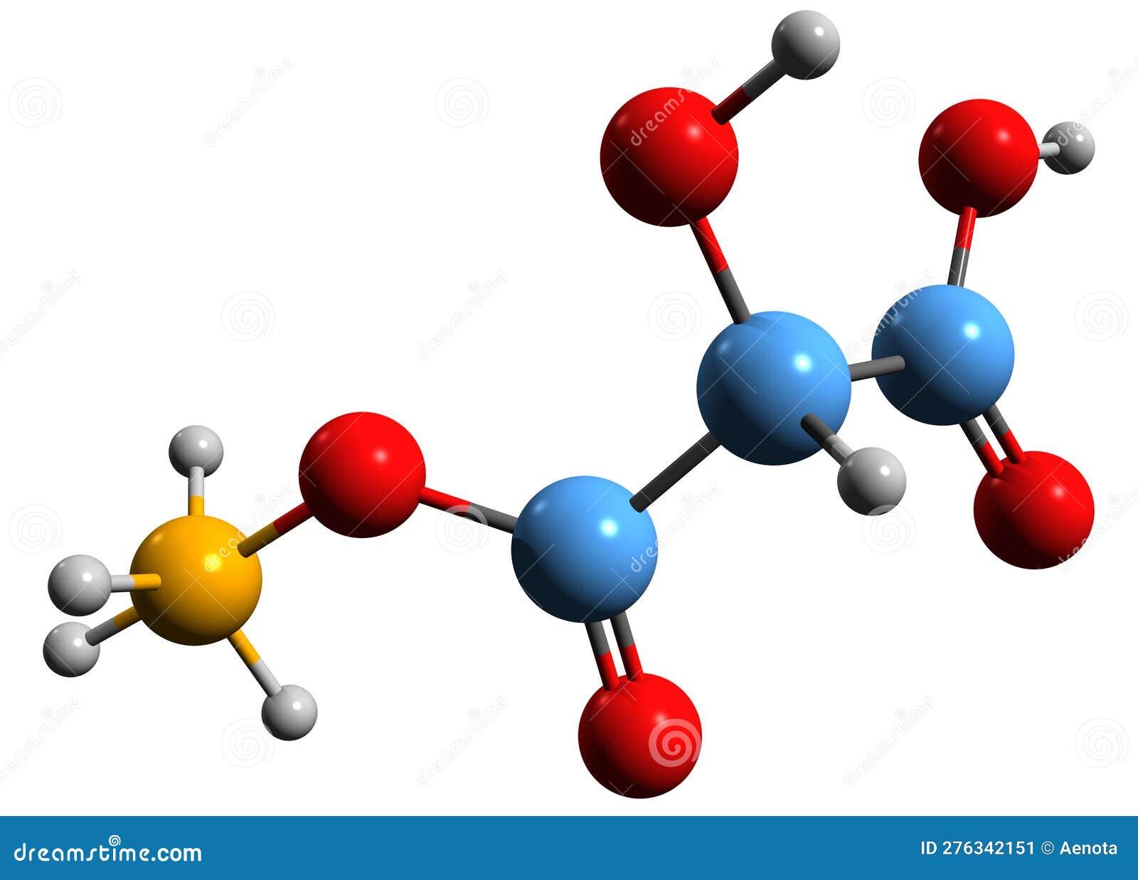 3D Image of Ammonium Malate Skeletal Formula Stock Illustration