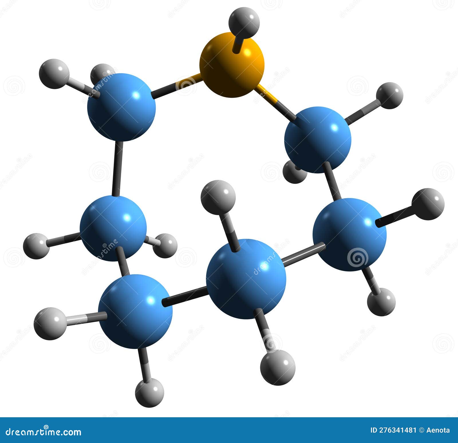 3D Image of Azepane Skeletal Formula Stock Illustration - Illustration ...