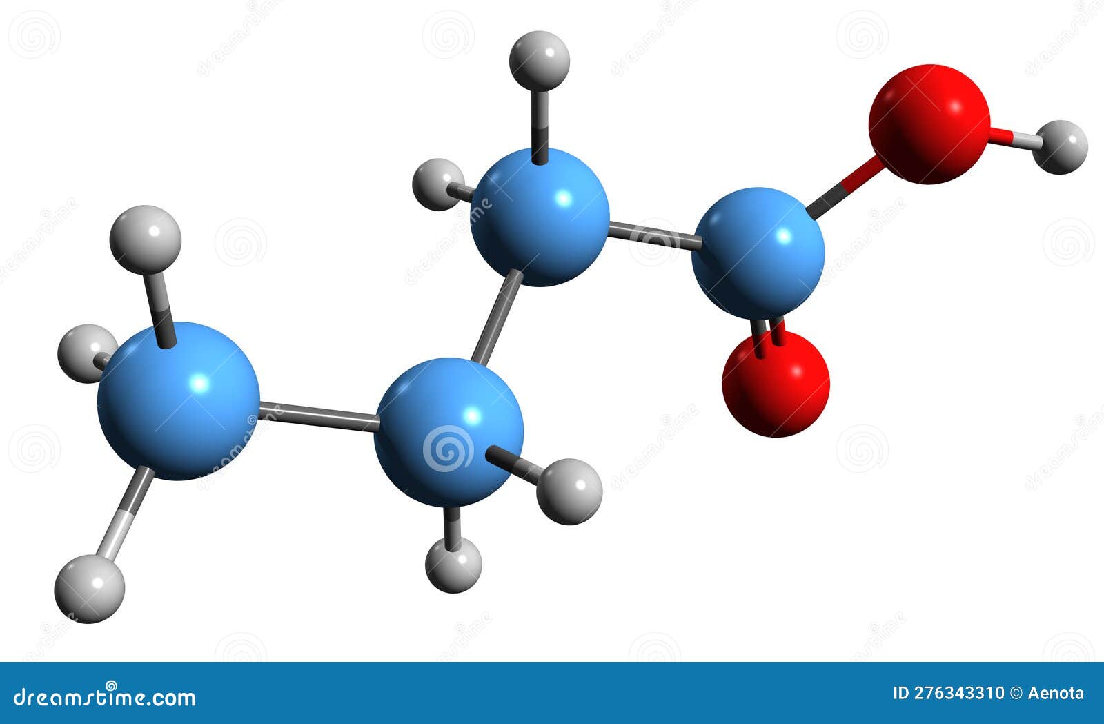 3d image of butyric acid skeletal formula