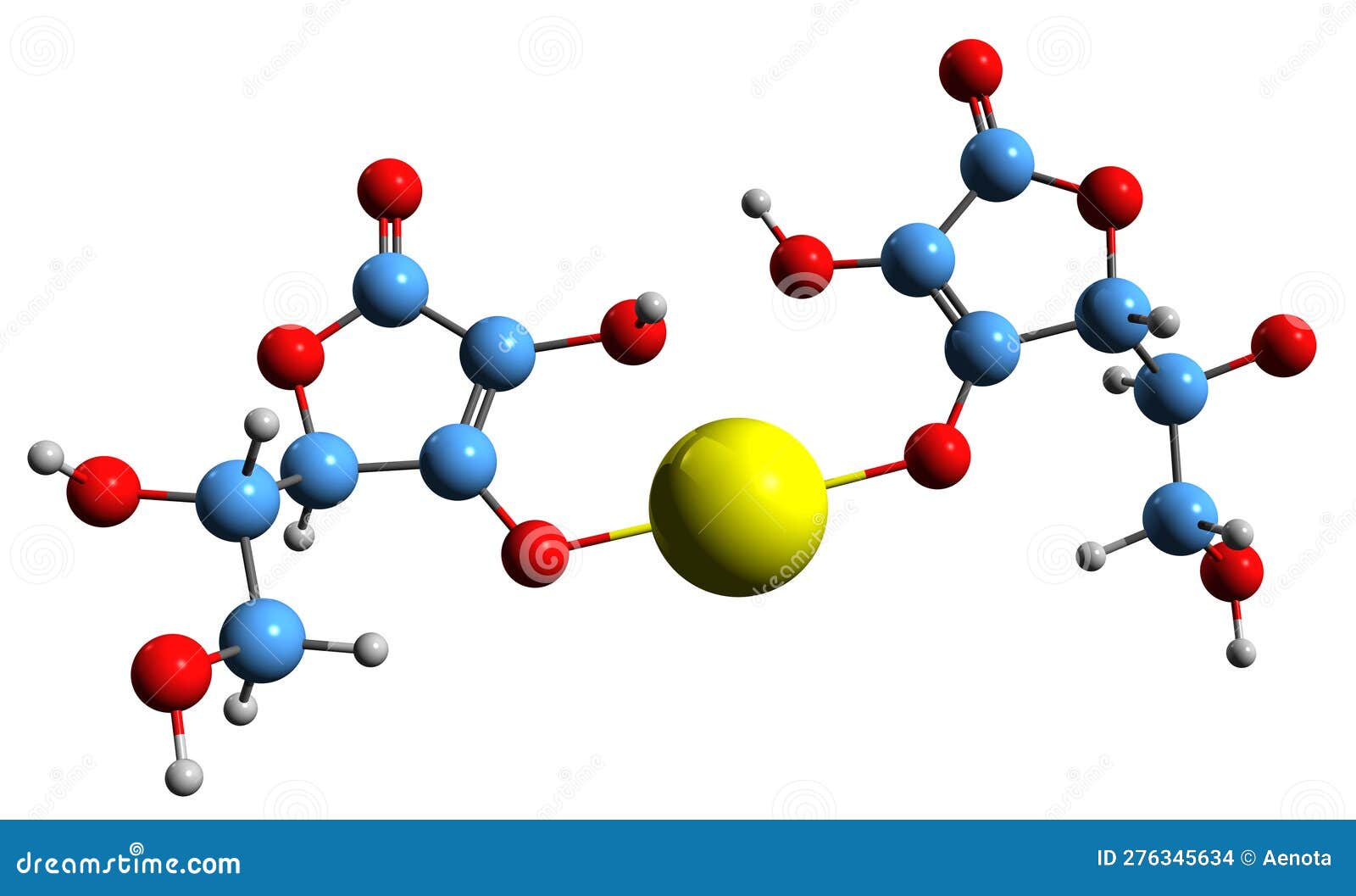 3D Image of Calcium Ascorbate Skeletal Formula Stock Illustration