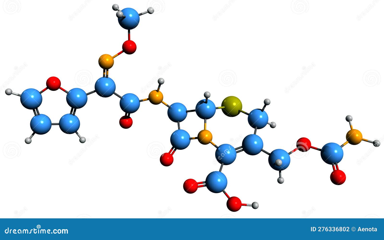 3d image of cefuroxime fosamil skeletal formula