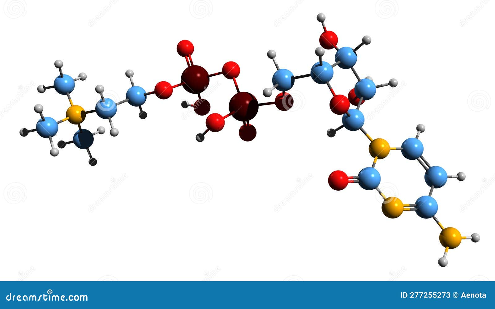 3D Image of Citicoline Skeletal Formula Stock Illustration
