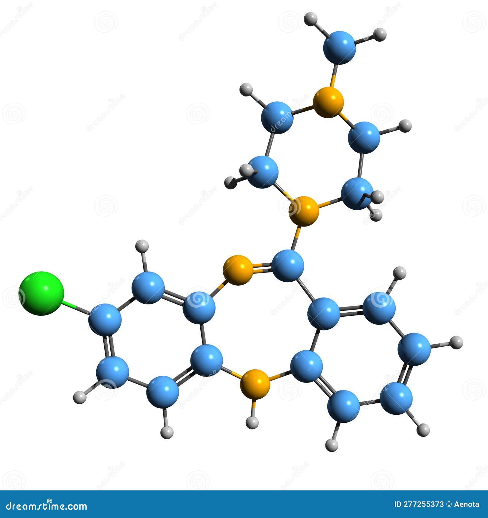 3d image of clozapine skeletal formula