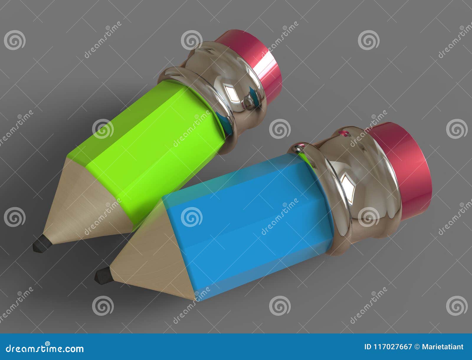 3d rendering. Pencil. stock illustration. Illustration of bright