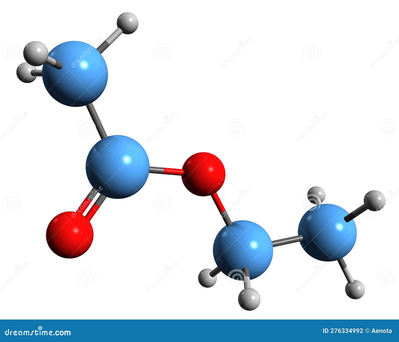 3D Image of Ethyl Acetate Skeletal Formula Stock Illustration