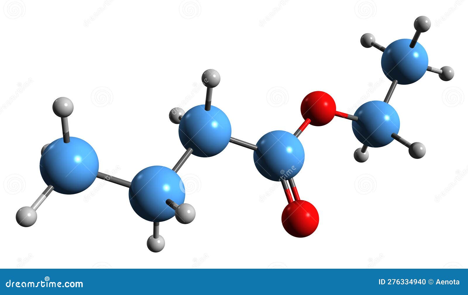 3d image of ethyl butyrate skeletal formula