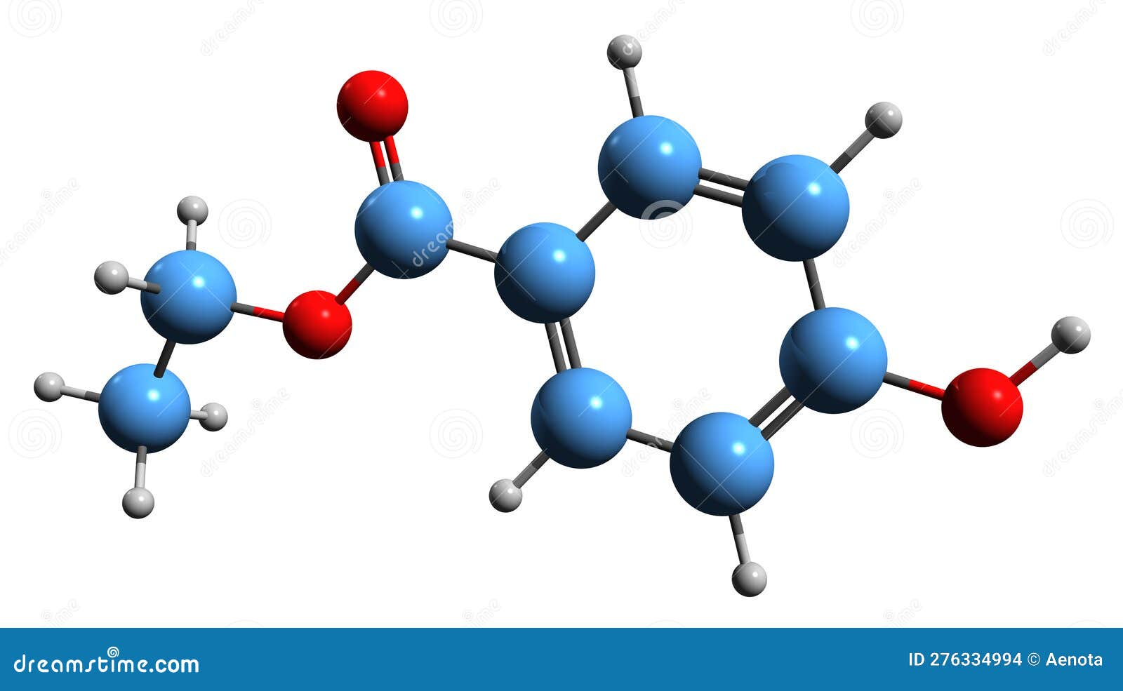 3d image of ethylparaben skeletal formula