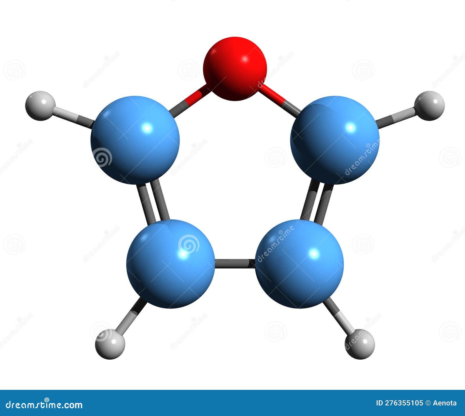 3d image of furan skeletal formula