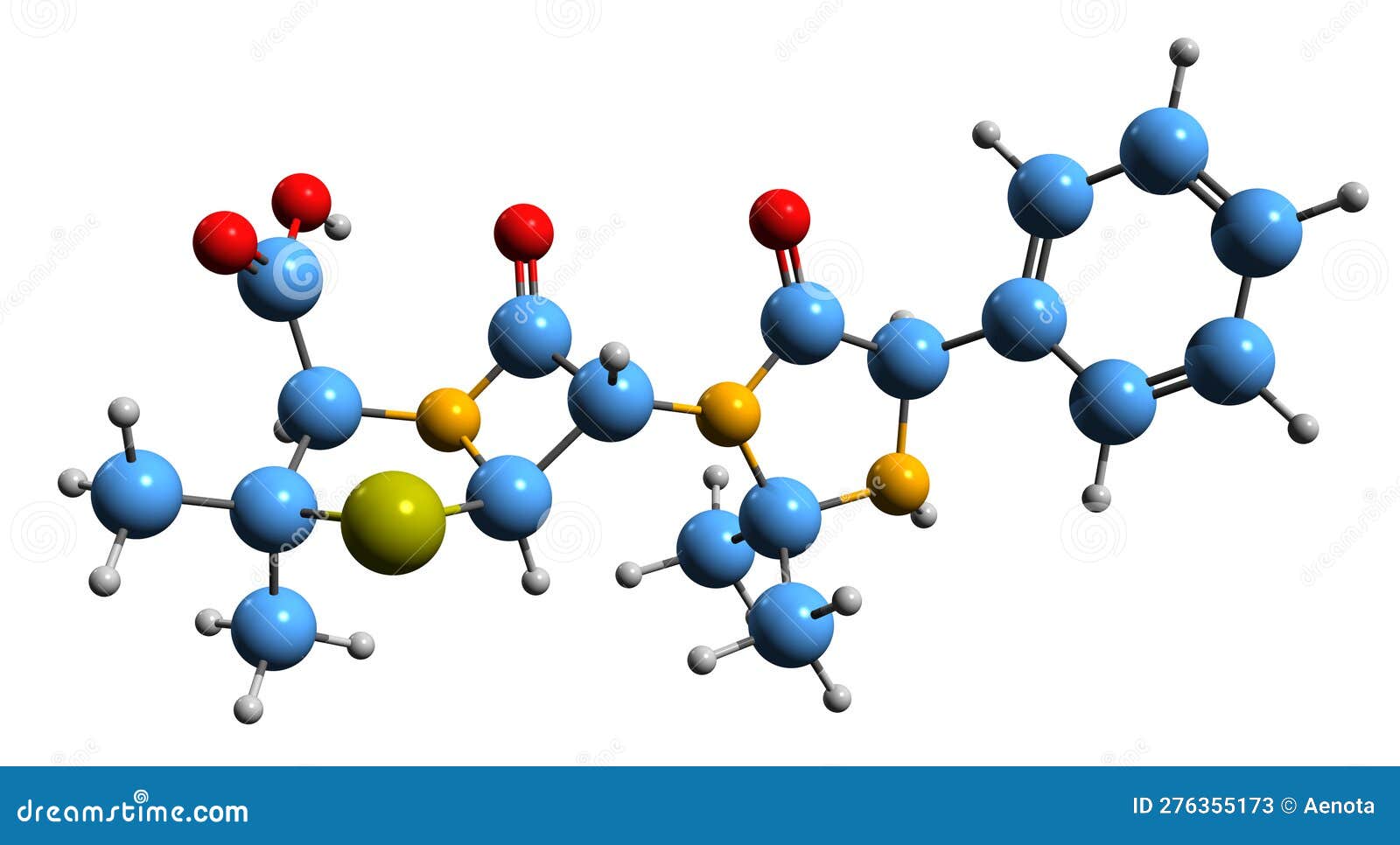 3d image of hetacillin skeletal formula