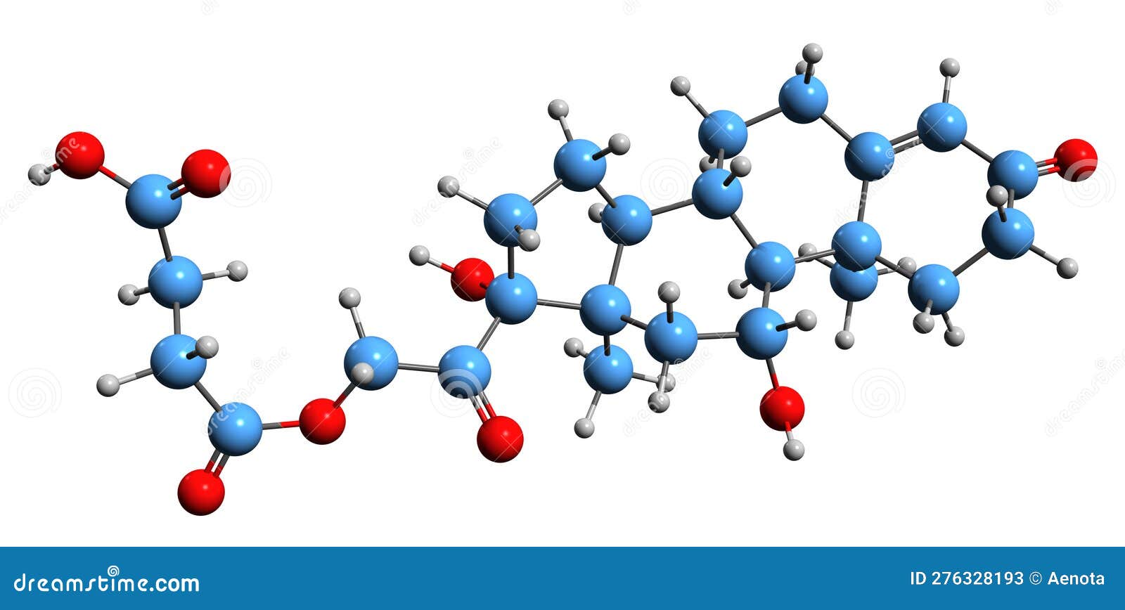 3d image of hydrocortisone hemisuccinate skeletal formula