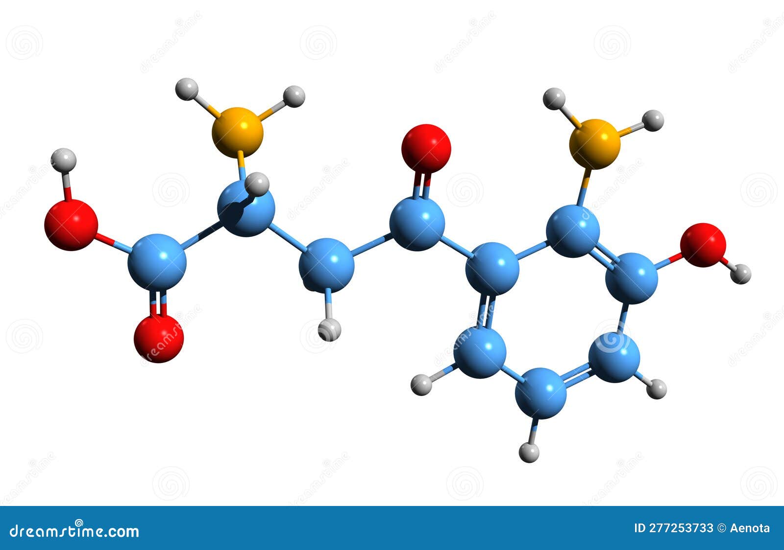 3d image of 3-hydroxykynurenine skeletal formula