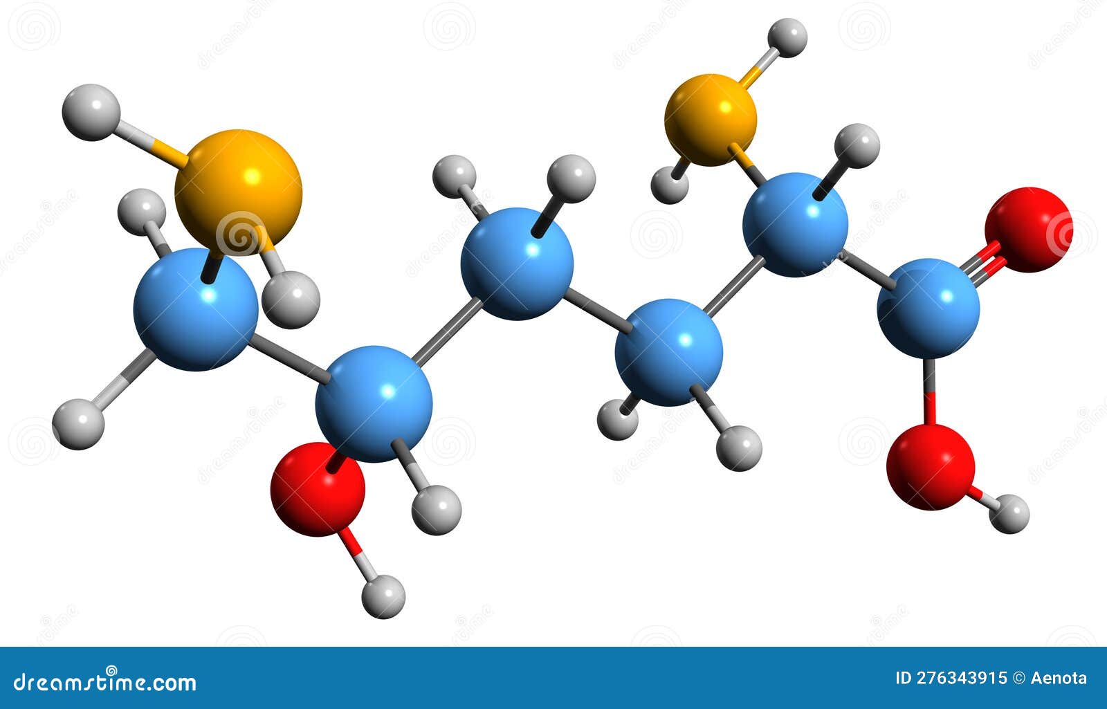 Hydroxylysine Molecule, Molecular Structures, Amino Acid, 3d Model, Structural Chemical Formula