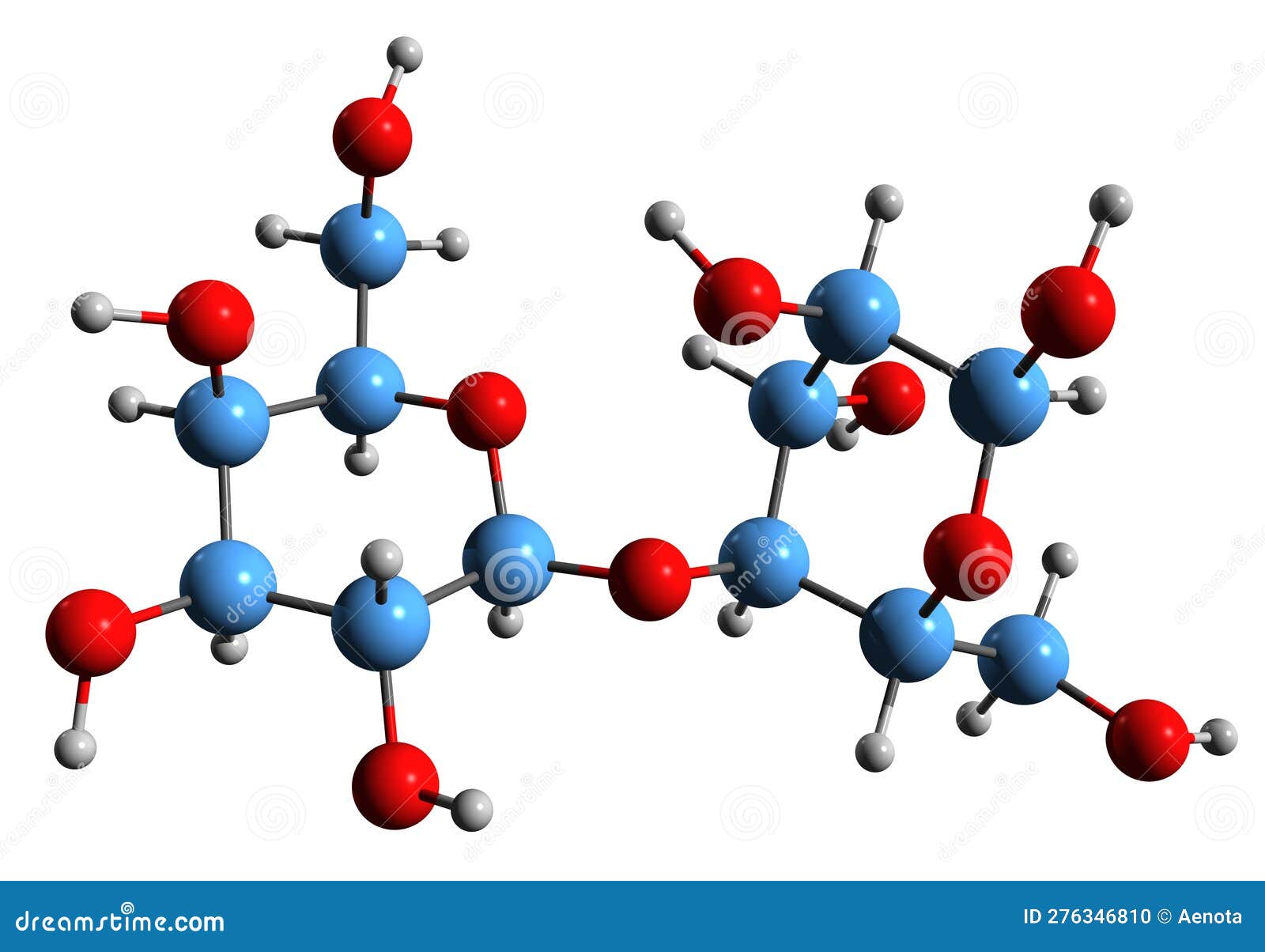3d image of lactose skeletal formula