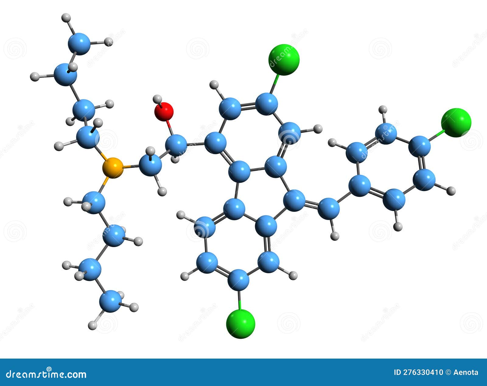 3d image of lumefantrine skeletal formula