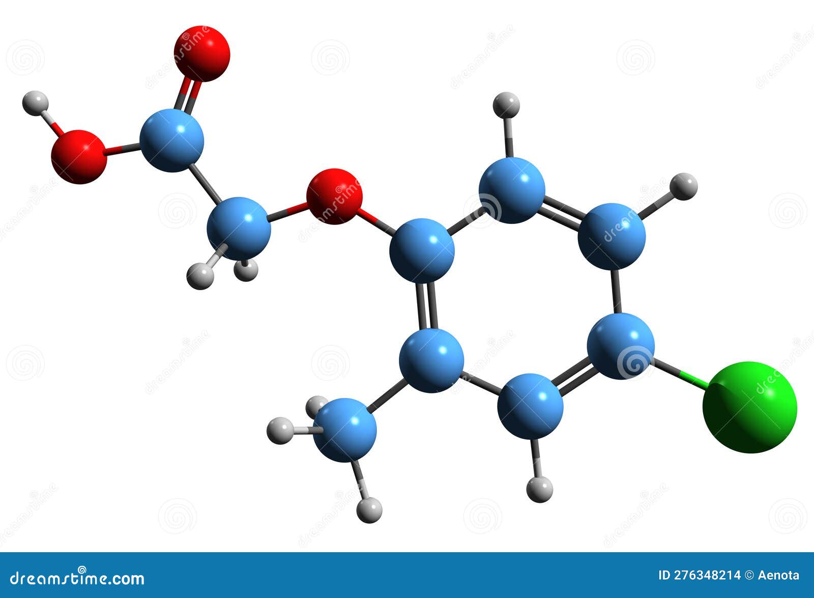 3D Image of Methylchlorophenoxyacetic Acid Skeletal Formula Stock ...