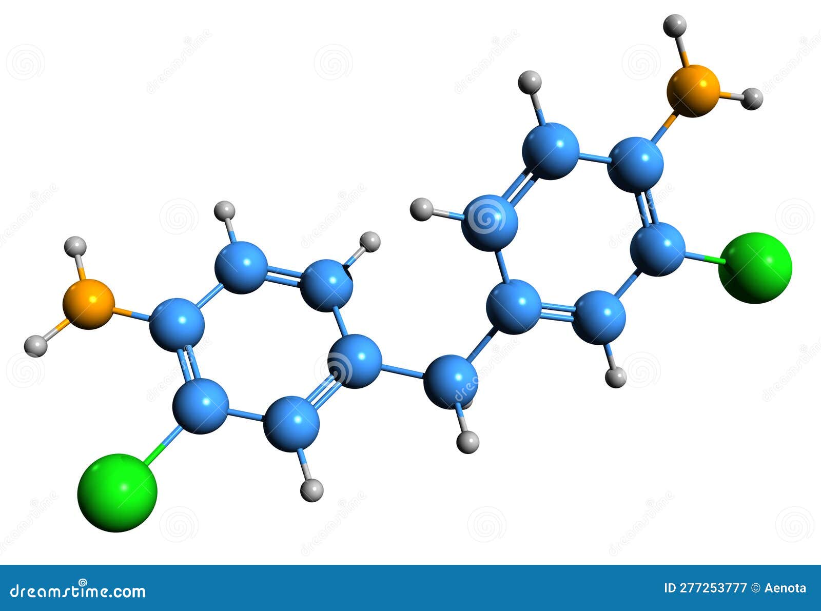 3d image of 4,4 -methylenebis(2-chloroaniline) skeletal formula