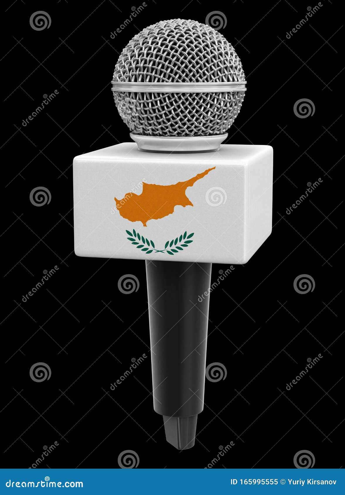 Microphone with Cyprus Flag. Image with Clipping Path Stock