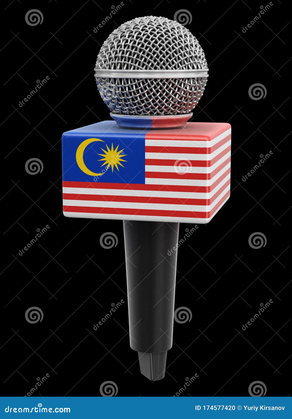 Microphone and Malaysia Flag. Image with Clipping Path Stock Photo
