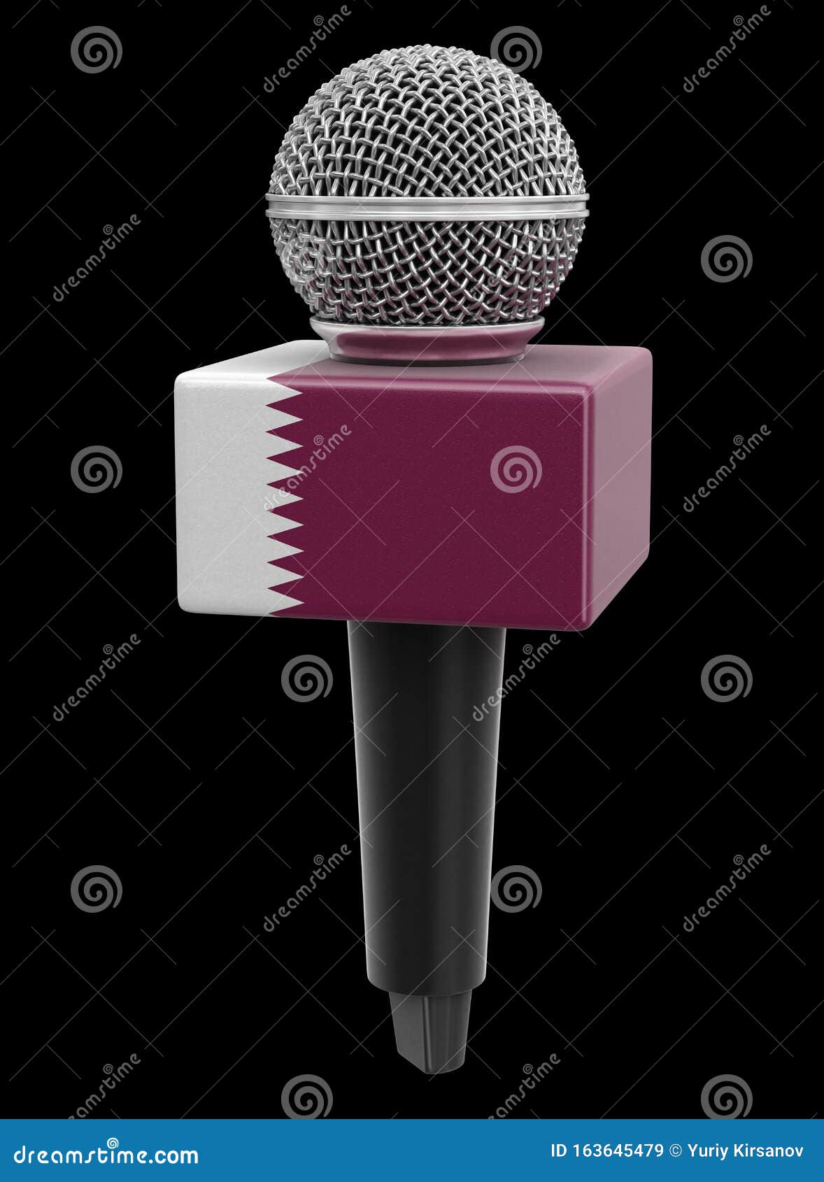 Microphone with Qatar Flag. Image with Clipping Path Stock Illustration