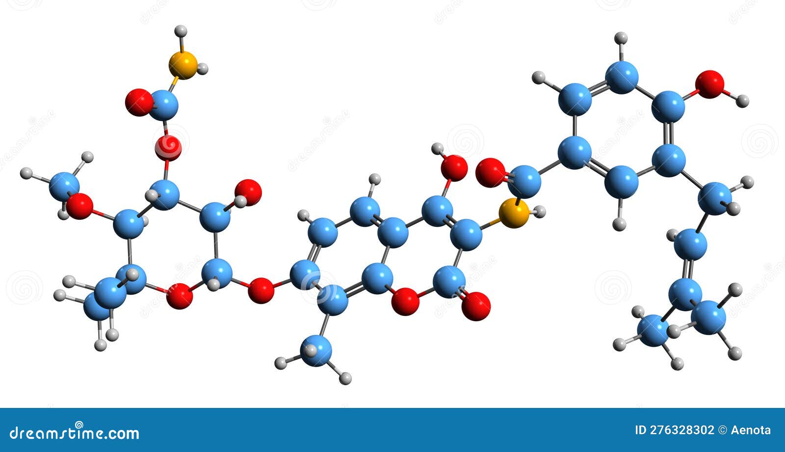 3d image of novobiocin skeletal formula