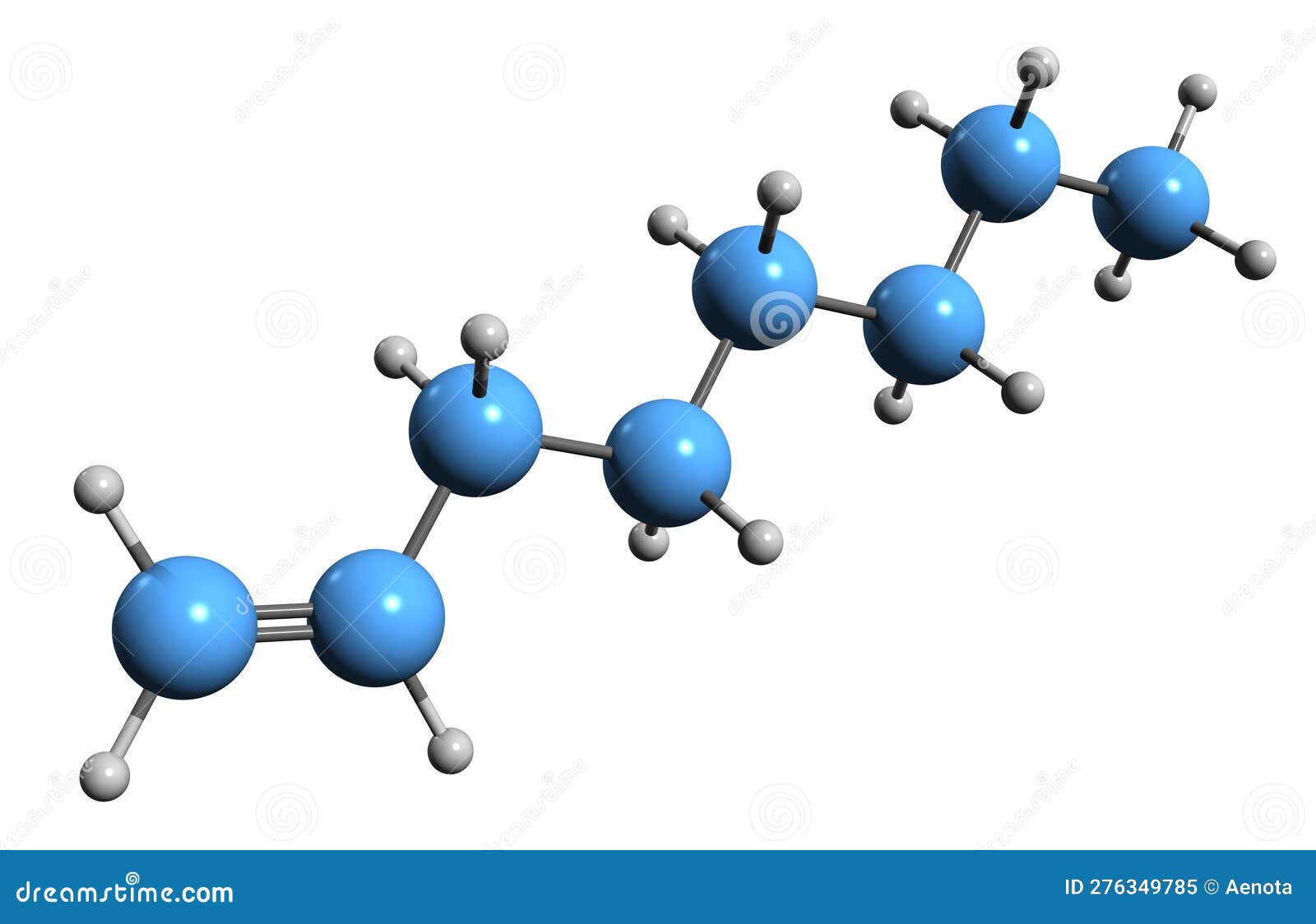 3d image of 1-octene skeletal formula