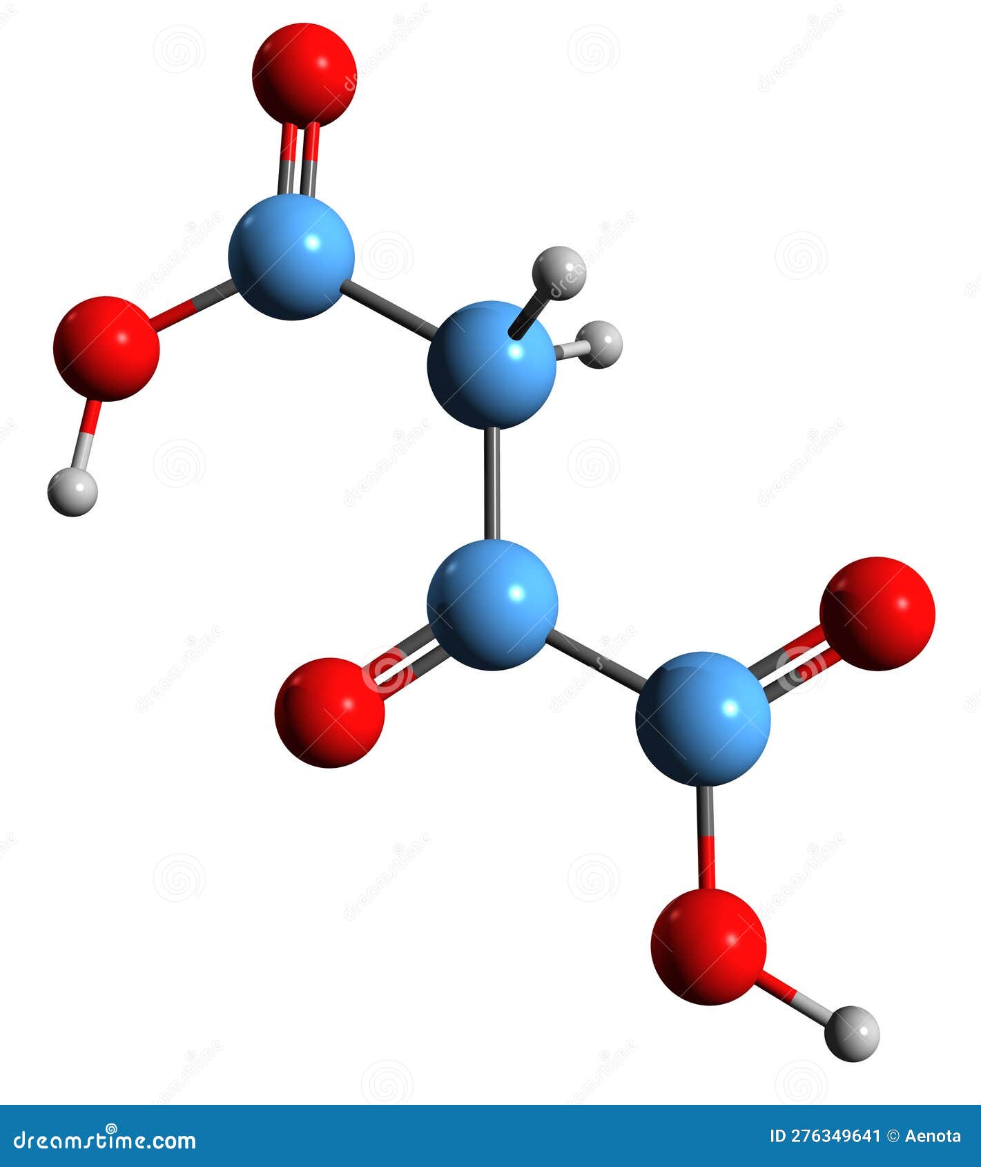 3d image of oxaloacetic acid skeletal formula