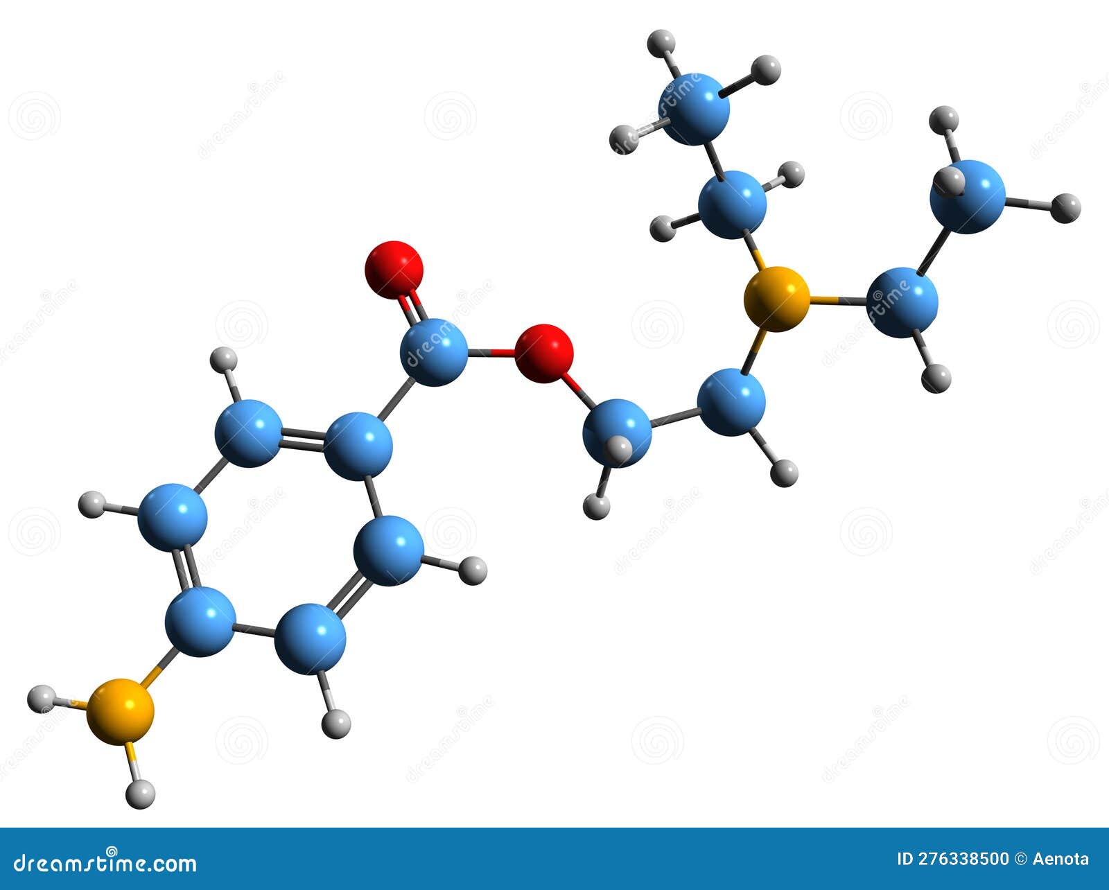 3d image of procaine skeletal formula