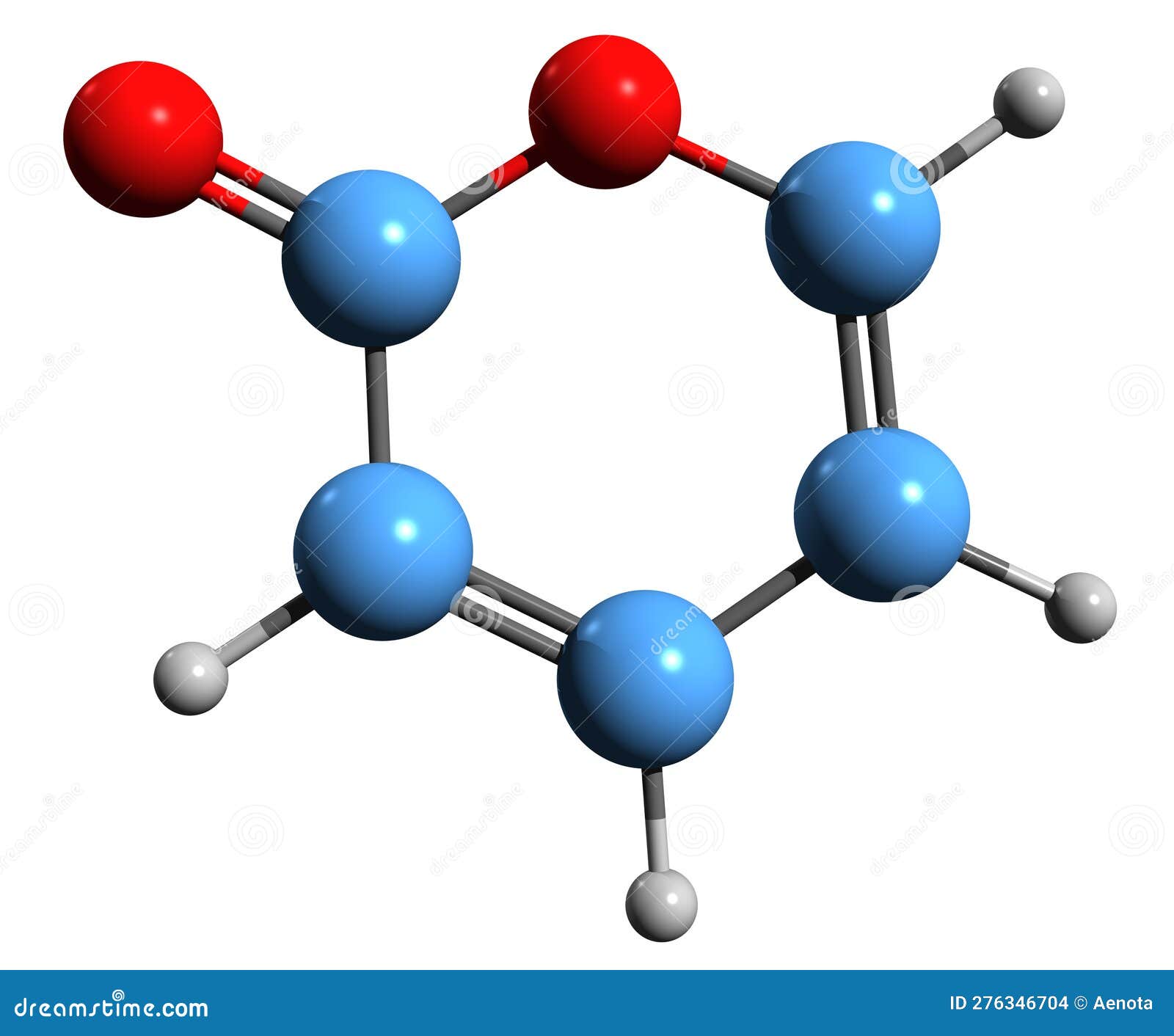 3d image of 2-pyrone skeletal formula