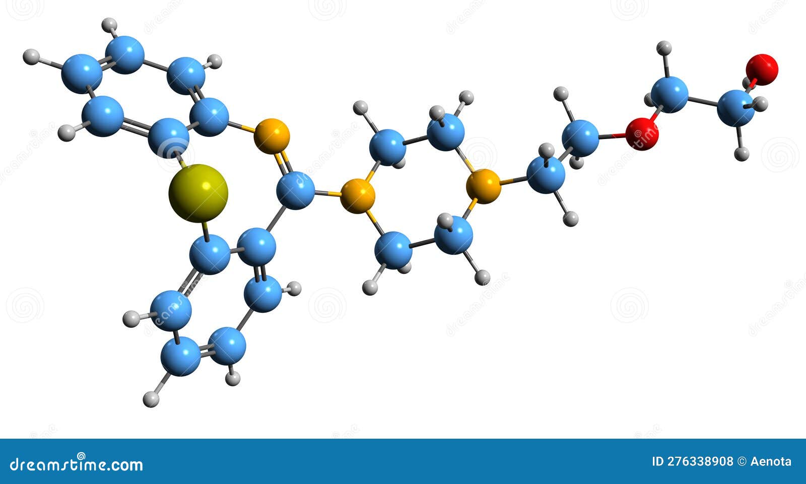 3d image of quetiapine skeletal formula